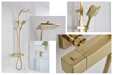 Bristan Qubo Bar Shower in Brushed Brass finish