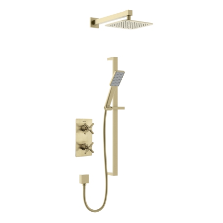 Concealed Thermostatic Dual Control Two Outlet Shower Pack Brushed Brass